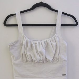 white ruched tank top